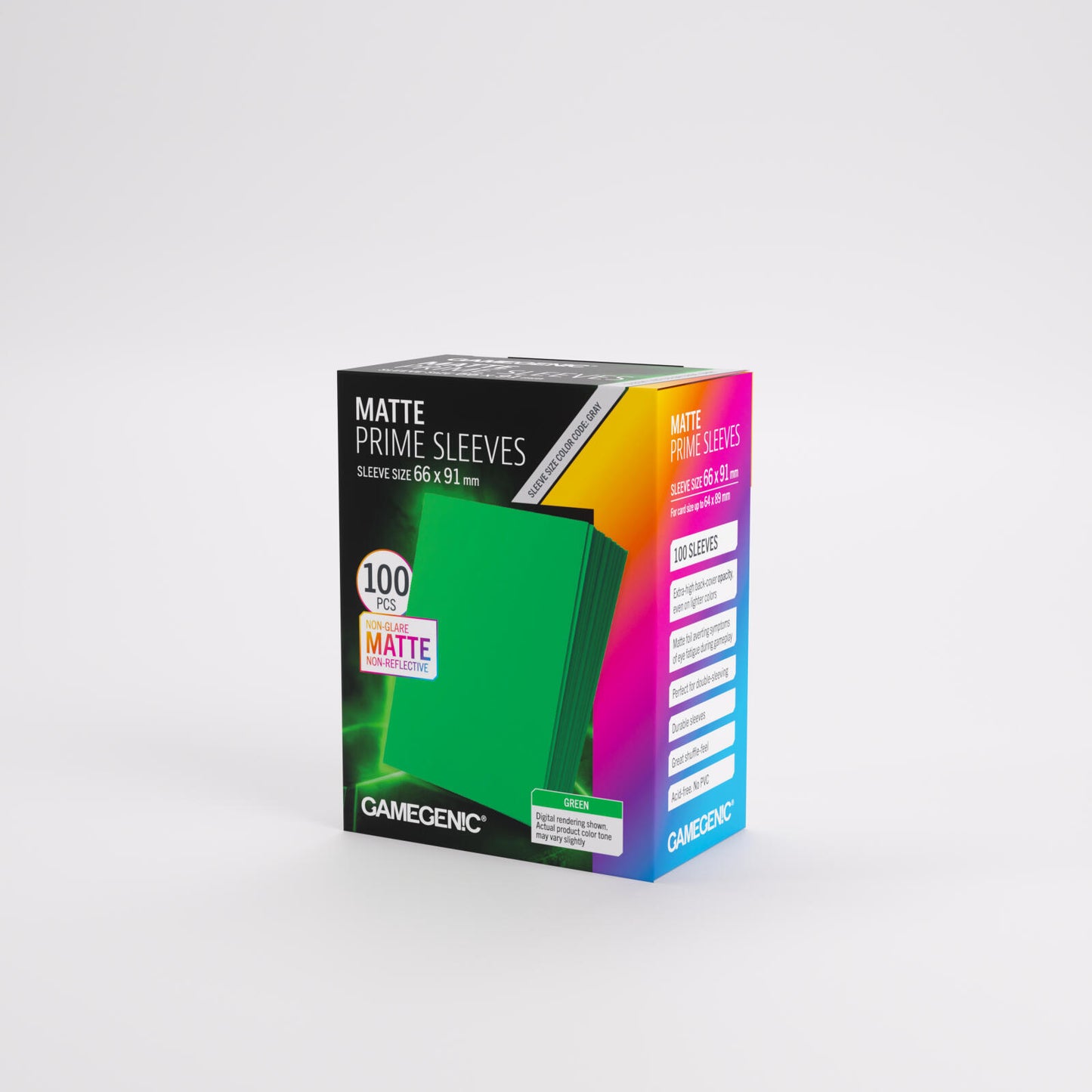 Gamegenic Matte Prime Card Sleeves - Green (66mm x 91mm) (100 Sleeves Per Pack)