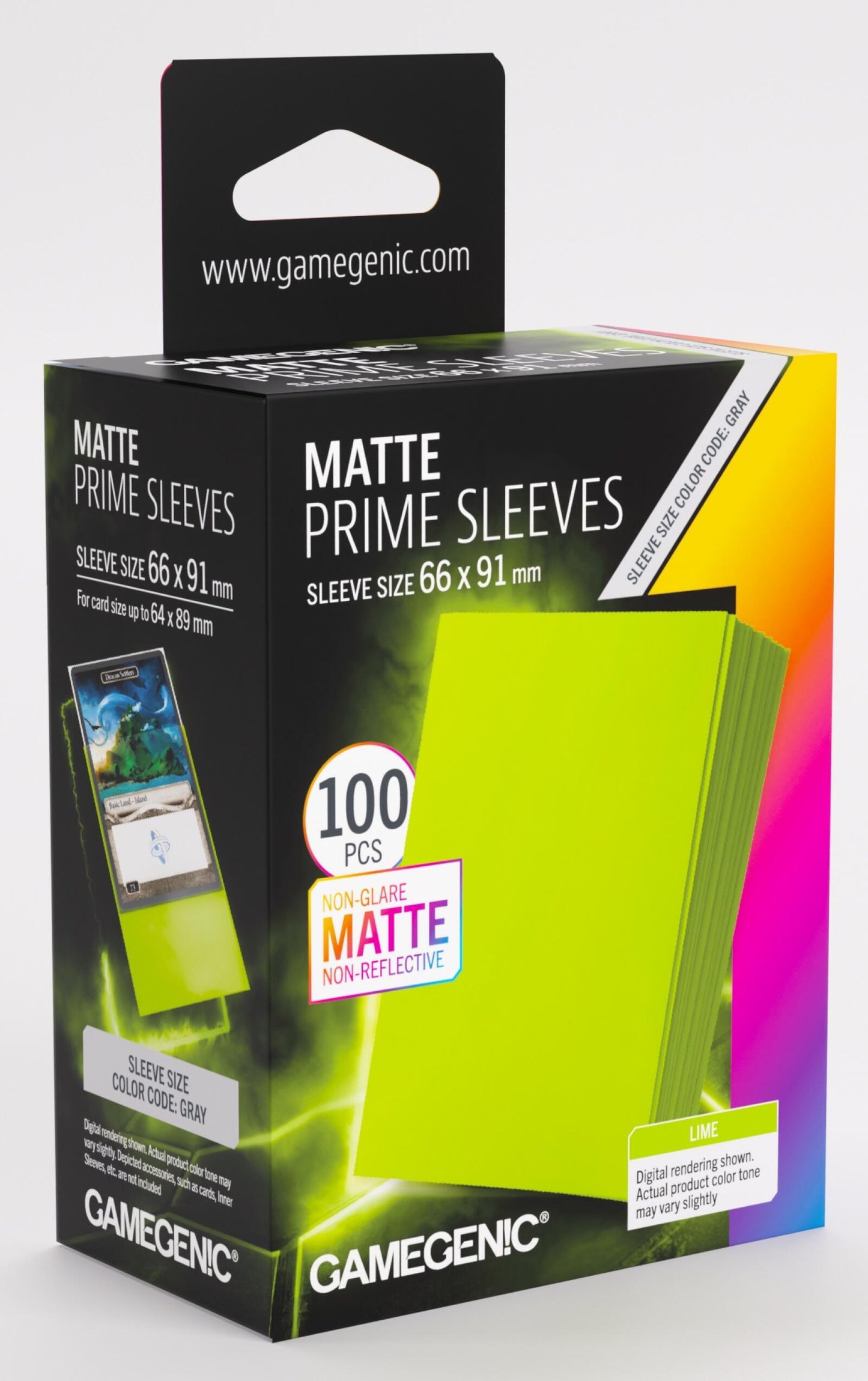 Gamegenic Matte Prime Card Sleeves - Lime (66mm x 91mm) (100 Sleeves Per Pack)
