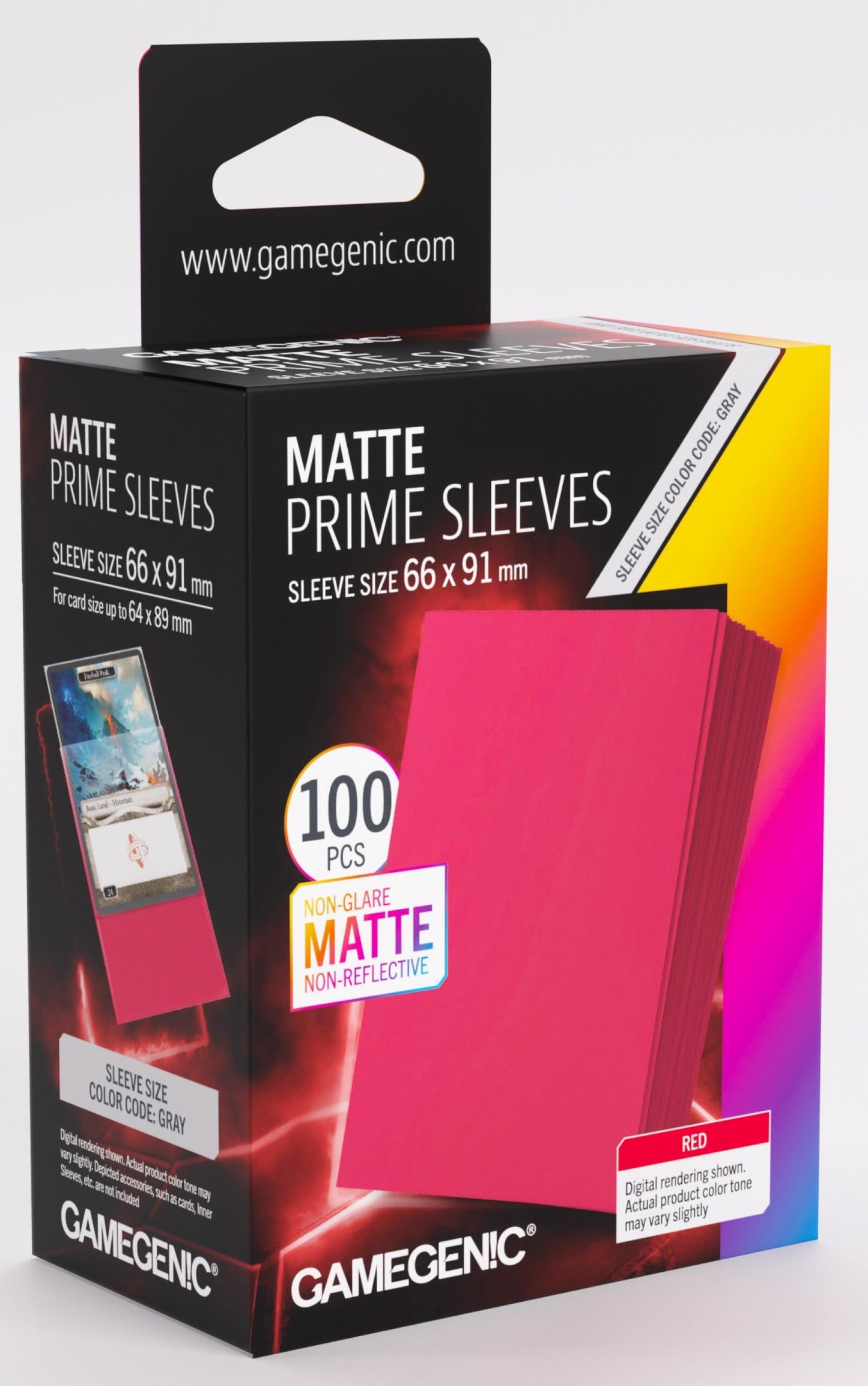 Gamegenic Matte Prime Card Sleeves - Red (66mm x 91mm) (100 Sleeves Per Pack)