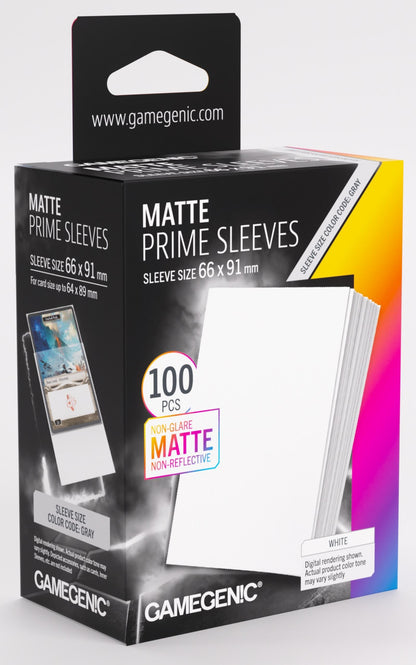 Gamegenic Matte Prime Card Sleeves - White (66mm x 91mm) (100 Sleeves Per Pack)