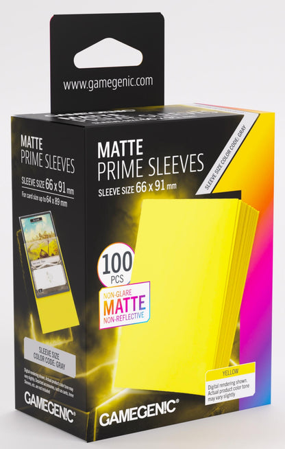 Gamegenic Matte Prime Card Sleeves - Yellow (66mm x 91mm) (100 Sleeves Per Pack)