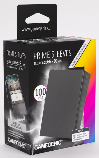 Gamegenic Prime Card Sleeves - Black (66mm x 91mm) (100 Sleeves Per Pack)