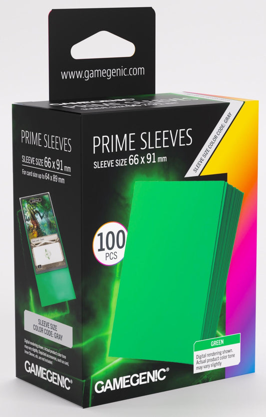 Gamegenic Prime Card Sleeves - Green (66mm x 91mm) (100 Sleeves Per Pack)