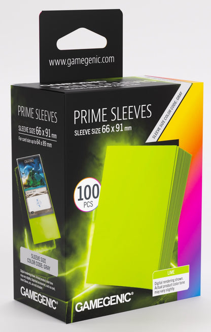 Gamegenic Prime Card Sleeves - Lime (66mm x 91mm) (100 Sleeves Per Pack)