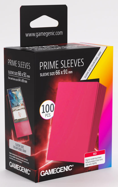 Gamegenic Prime Card Sleeves - Red (66mm x 91mm) (100 Sleeves Per Pack)