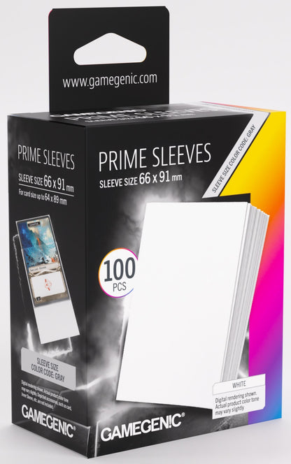 Gamegenic Prime Card Sleeves - White (66mm x 91mm) (100 Sleeves Per Pack)