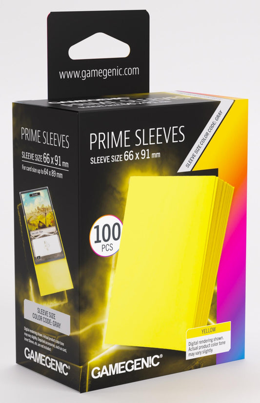 Gamegenic Prime Card Sleeves - Yellow (66mm x 91mm) (100 Sleeves Per Pack)