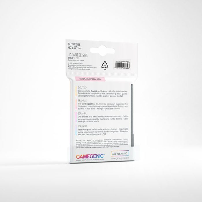 Gamegenic Prime Japanese Sized Sleeves - Size Code PINK - Sleeve Colour Dark Gray (62mm x 89mm) (60 Sleeves Per Pack)