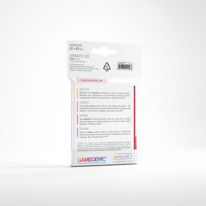 Gamegenic Prime Japanese Sized Sleeves - Size Code PINK - Sleeve Colour Red (62mm x 89mm) (60 Sleeves Per Pack)