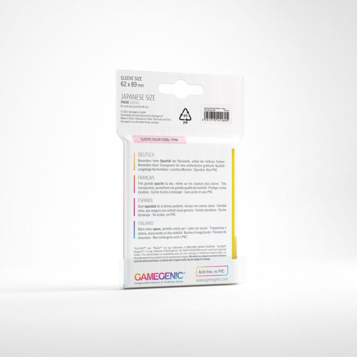 Gamegenic Prime Japanese Sized Sleeves - Size Code PINK - Sleeve Colour Yellow (62mm x 89mm) (60 Sleeves Per Pack)