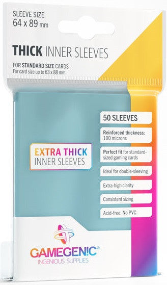 Gamegenic Thick Inner Sleeves - Size Code INNER - (64mm x 89mm) (100 Sleeves Per Pack)