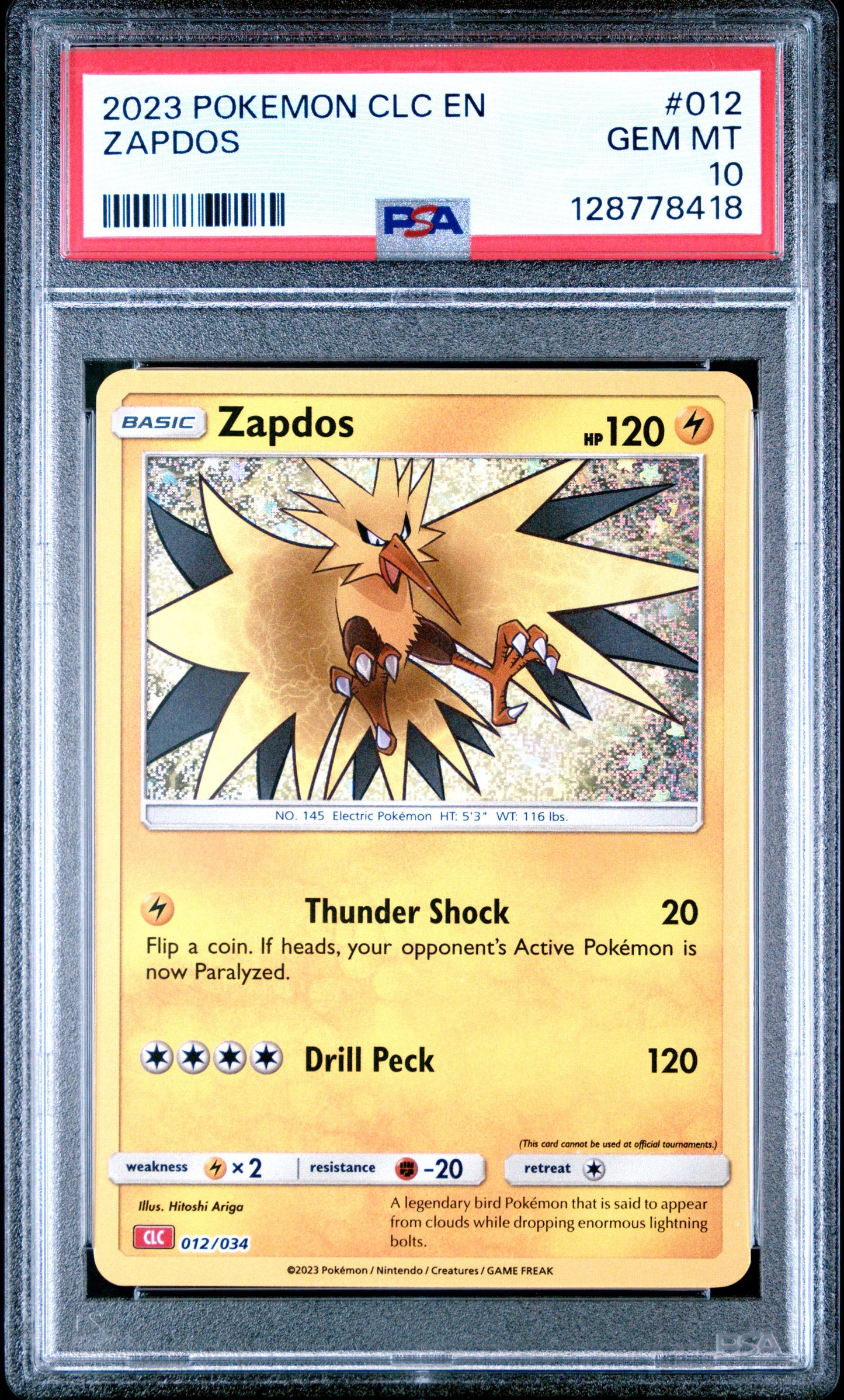 2023 Pokemon Clc-Trading Card Game Classic Charizard & Ho-Oh Ex Deck 012 Zapdos - PSA 10