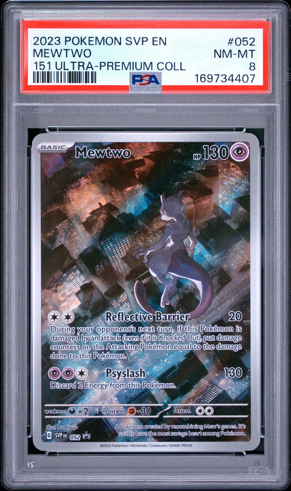 2023 Pokemon Svp En-Sv Black Star Promo 052 Mewtwo 151 Ultra-Premium Coll - PSA 8