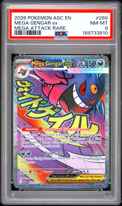 2026 Pokemon Asc En-Ascended Heroes 269 Mega Gengar Ex Mega Attack Rare - PSA 8