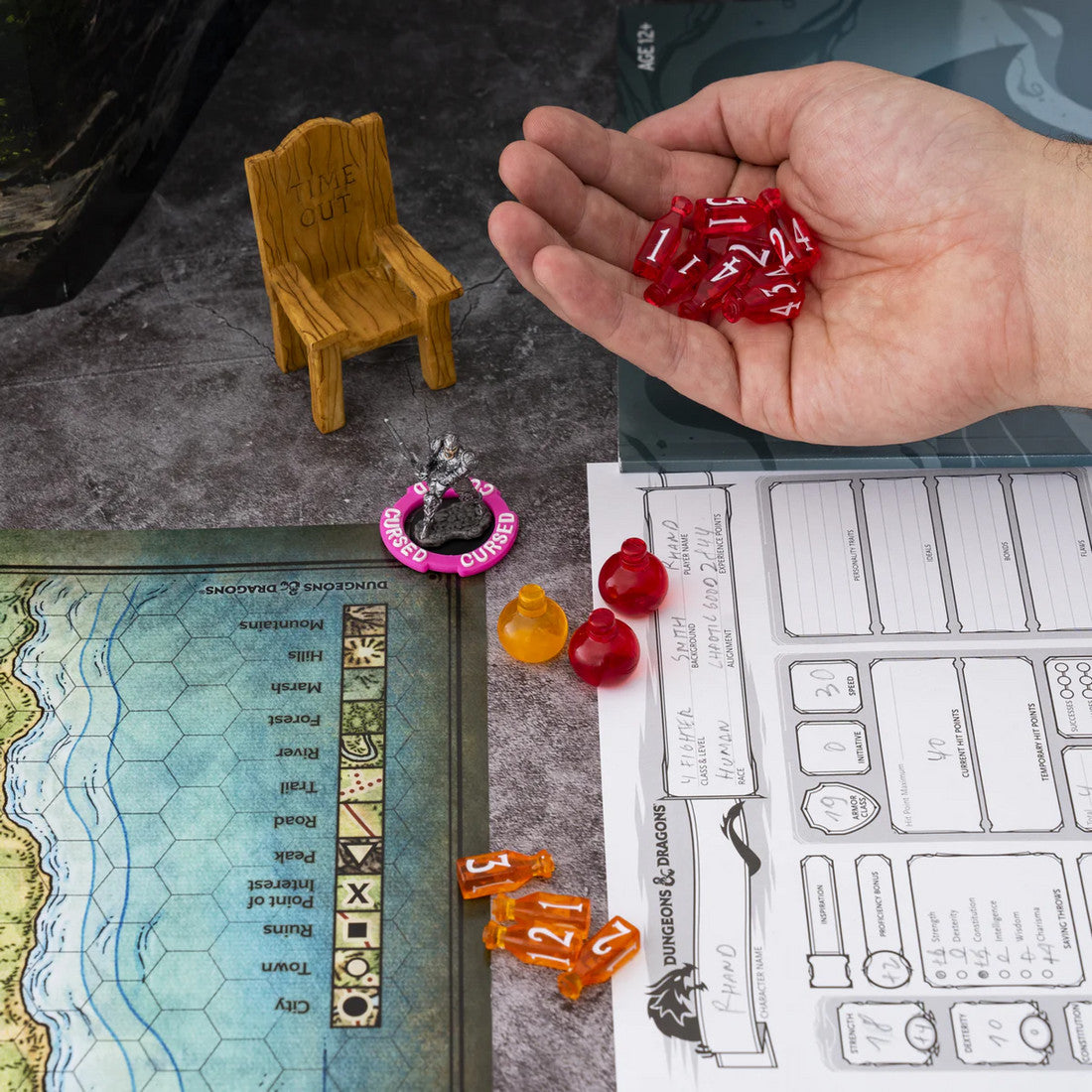 Healing Potion Markers & Dice - Set of 24 Dice & 15 Potions Tokens