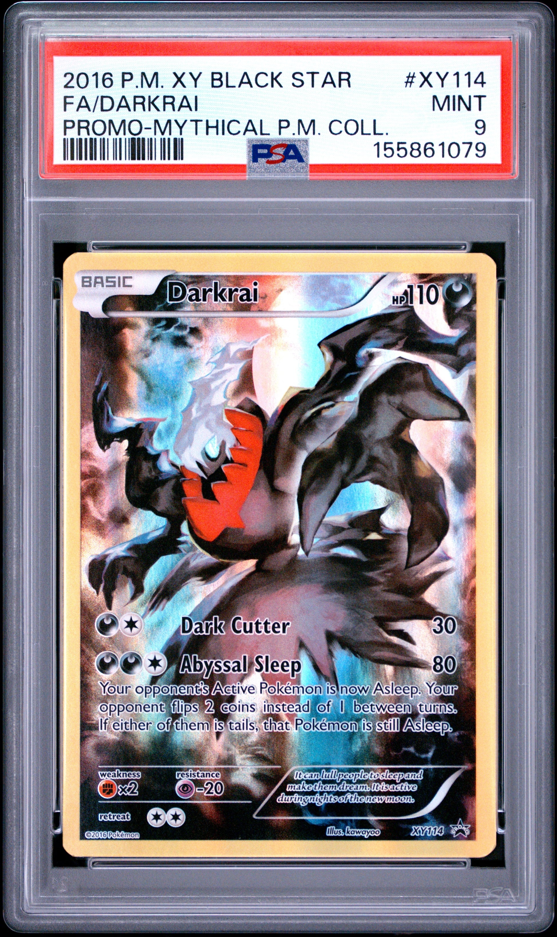 2016 Pokemon Xy Black Star Promo Xy114 Fa/Darkrai Promo-Mythical P.M. Coll. - PSA 9