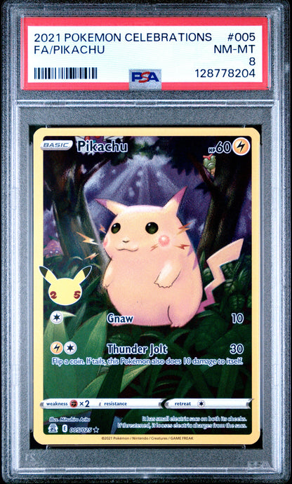 2021 Pokemon Celebrations 005 Pikachu - PSA 8