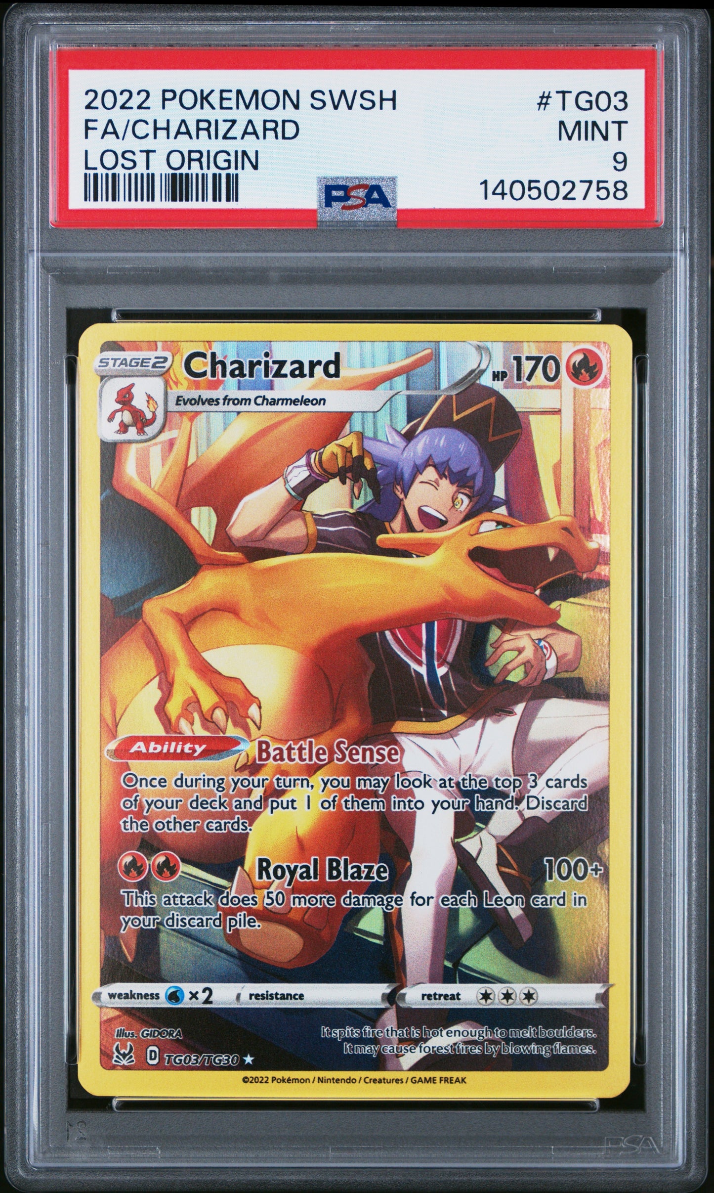 2022 Pokemon Sword & Shield Lost Origin Tg03 Fa/Charizard Lost Origin - PSA 9