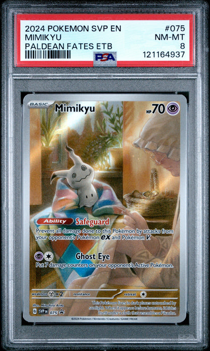 2024 Pokemon Svp En-Sv Black Star Promo 075 Mimikyu Paldean Fates Etb - PSA 8