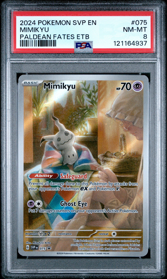 2024 Pokemon Svp En-Sv Black Star Promo 075 Mimikyu Paldean Fates Etb - PSA 8