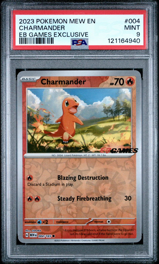 2023 Pokemon Mew En-151 004 Charmander Eb Games Exclusive - PSA 9