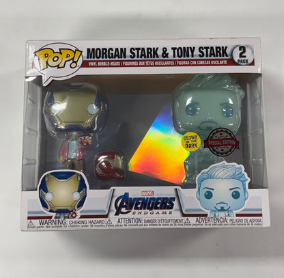 Avengers 4: Endgame - Morgan & Hologram Tony Glow with Helmet US Exclusive Pop! Vinyl 2-Pack
