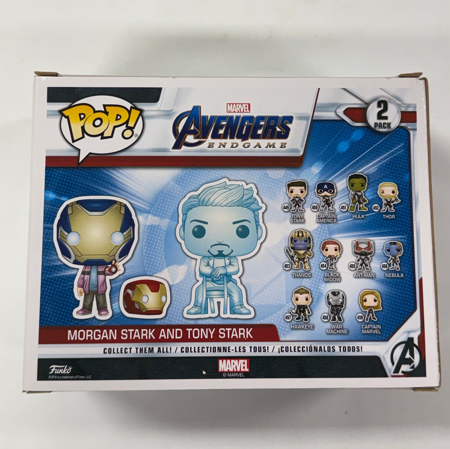 Avengers 4: Endgame - Morgan & Hologram Tony Glow with Helmet US Exclusive Pop! Vinyl 2-Pack