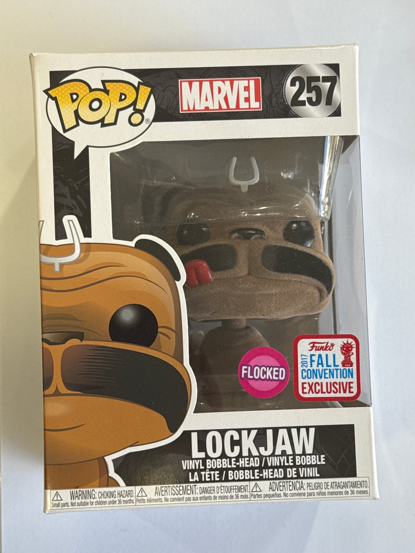 Marvel Comics - Lockjaw Flocked 2017 NYCC US Exclusive Pop! Vinyl #257