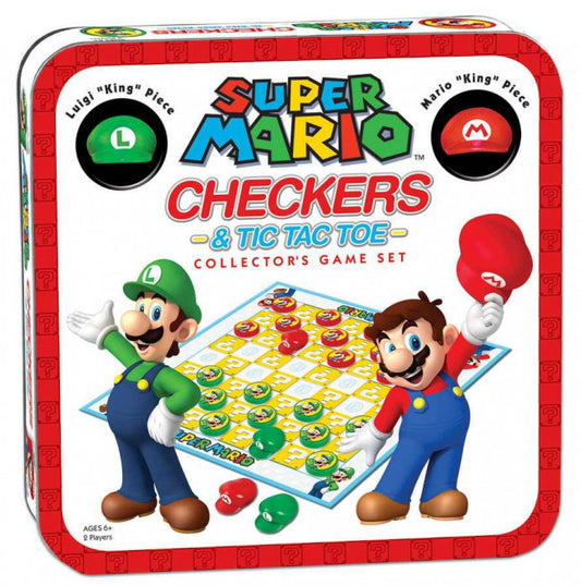 Super Mario vs Luigi Checkers & Tic Tac Toe Collectors Game Set