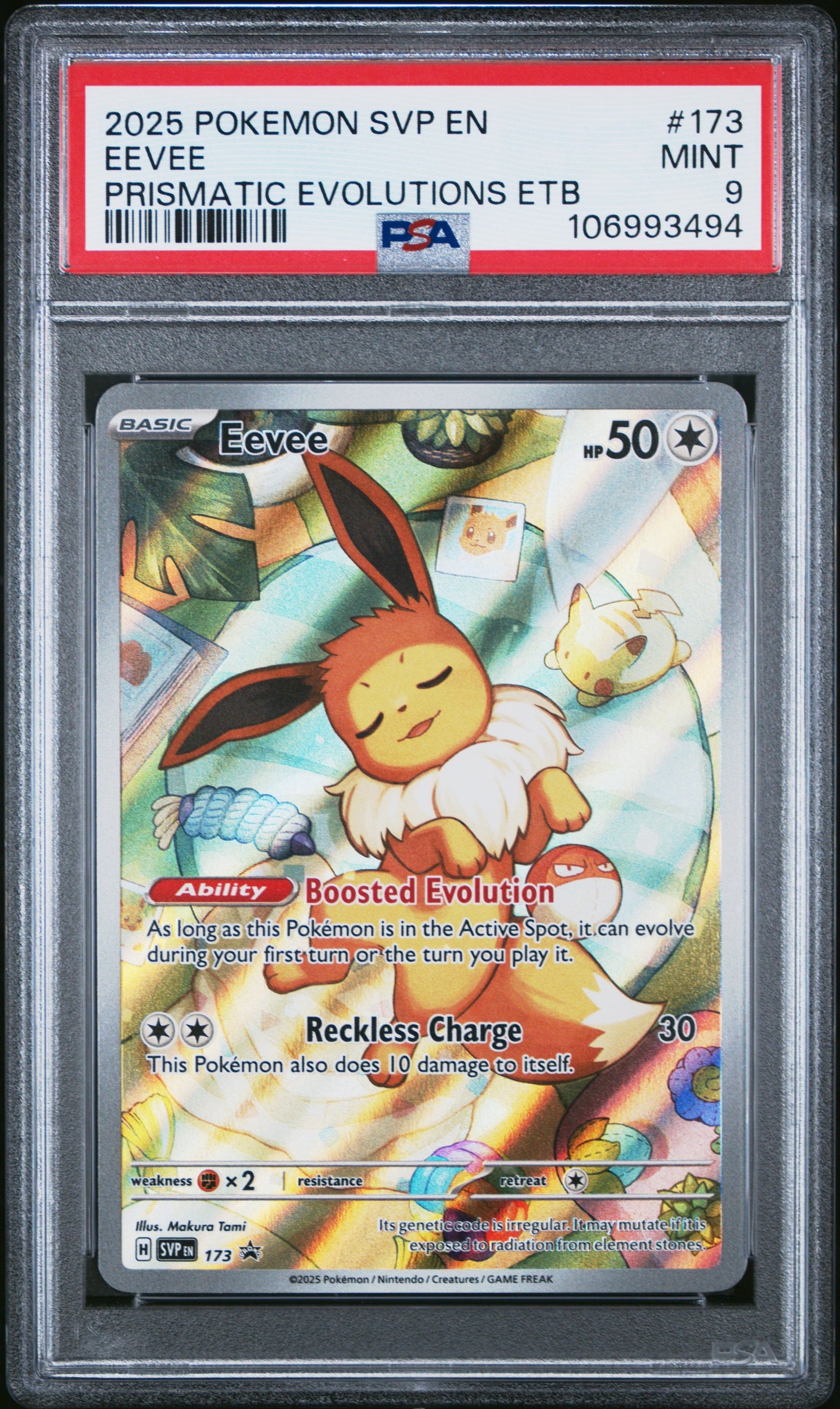 2025 Pokemon Svp En-Sv Black Star Promo 173 Eevee Prismatic Evolutions Etb - PSA 9