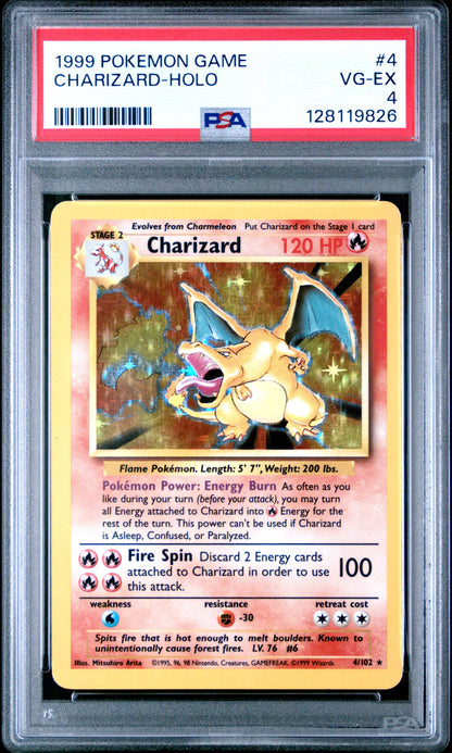 1999 Pokemon Game 4 Charizard-Holo - PSA 4