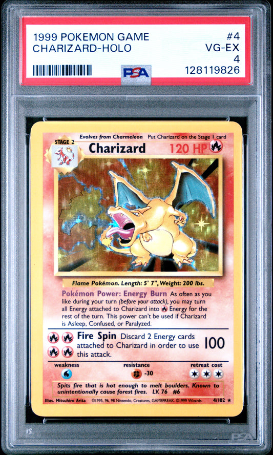 1999 Pokemon Game 4 Charizard-Holo - PSA 4