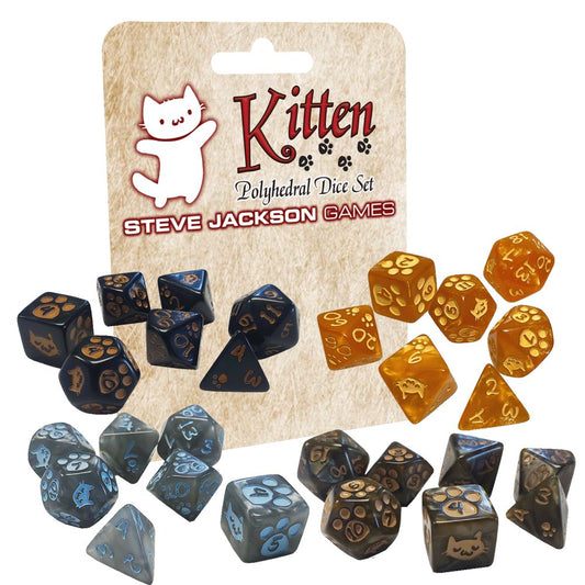 Kitten Polyhedral Dice Set Gray