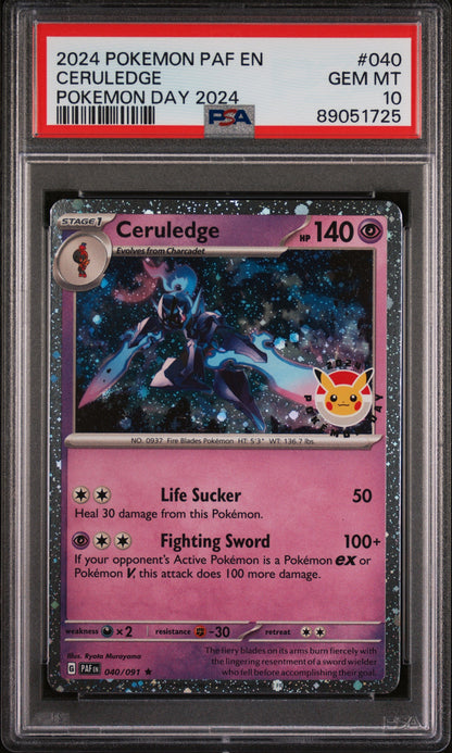 2024 Pokemon Paf En-Paldean Fates 040 Ceruledge Pokemon Day 2024 - PSA 10