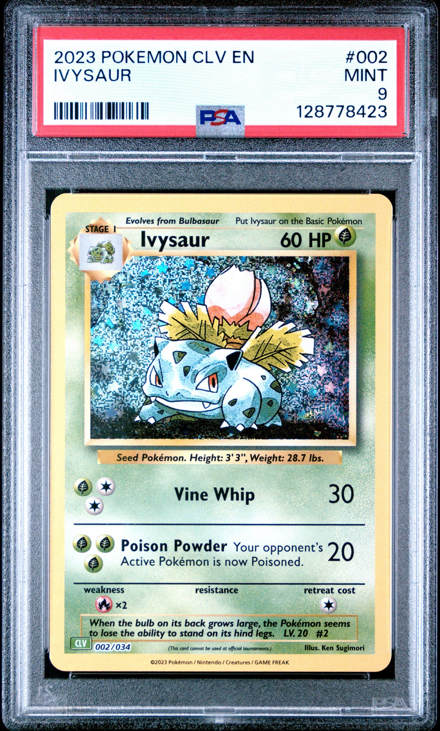 2023 Pokemon Clv-Trading Card Game Classic Venusaur & Lugia Ex Deck 002 Ivysaur - PSA 9