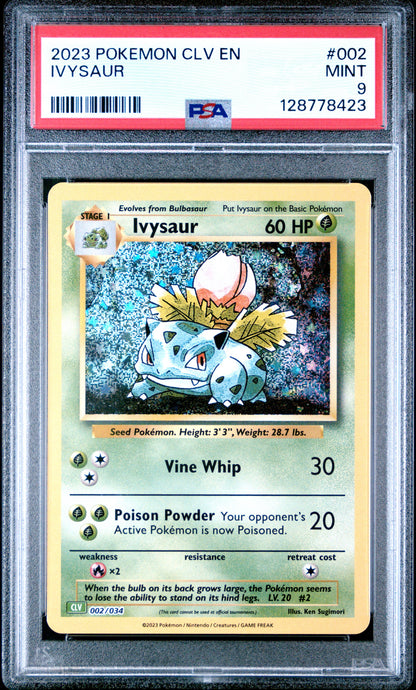 2023 Pokemon Clv-Trading Card Game Classic Venusaur & Lugia Ex Deck 002 Ivysaur - PSA 9