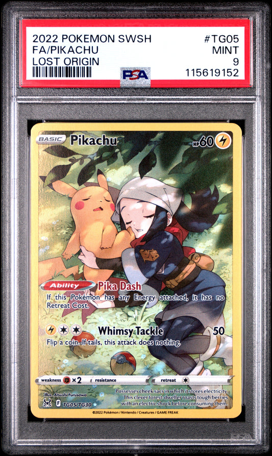 2022 Pokemon Sword & Shield Lost Origin Tg05 Pikachu - PSA 9