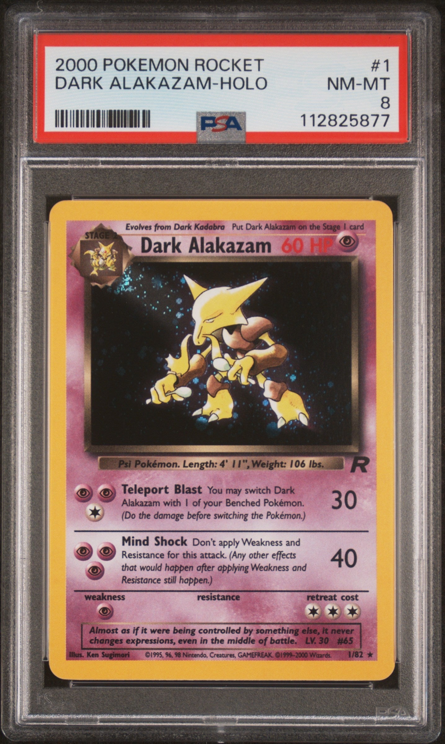 2000 Pokemon Rocket 1 Dark Alakazam-Holo - PSA 8