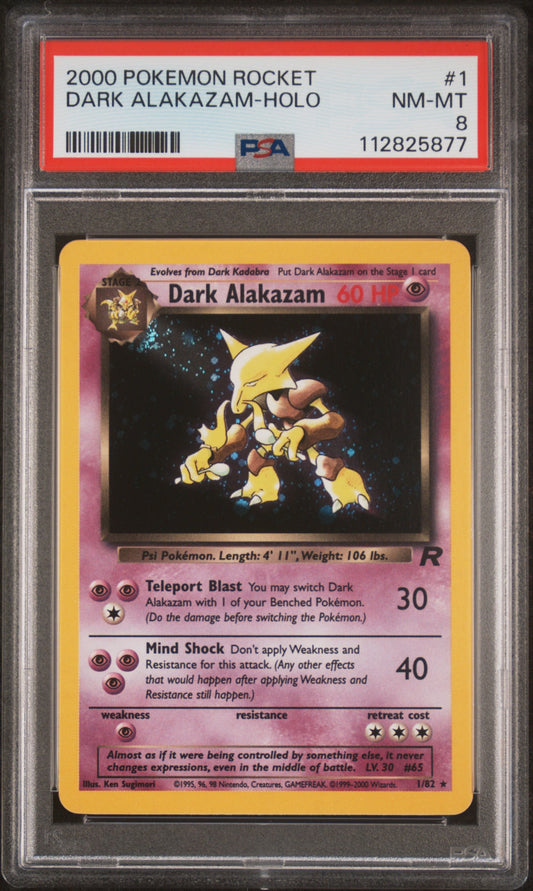2000 Pokemon Rocket 1 Dark Alakazam-Holo - PSA 8