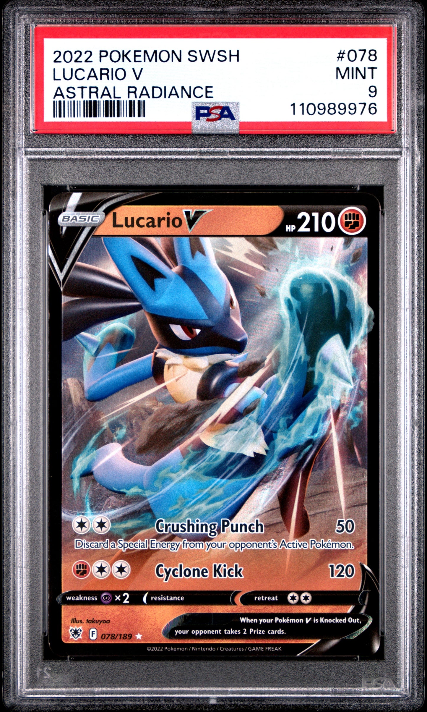2022 Pokemon Sword & Shield Astral Radiance - Lucario V - 078 - PSA 9