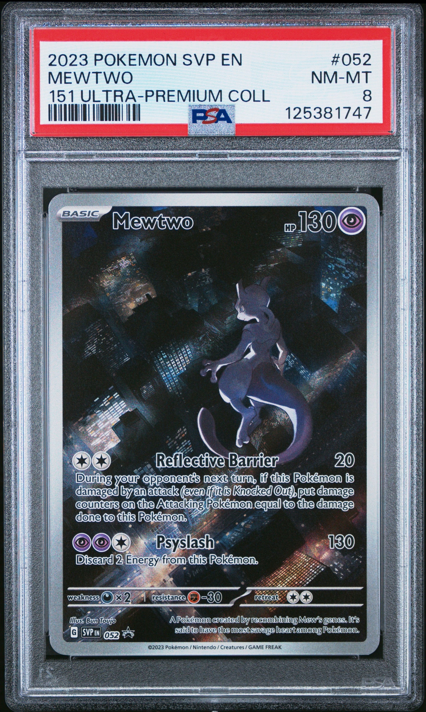 2023 Pokemon Svp En-Sv Black Star Promo 052 Mewtwo 151 Ultra-Premium Coll - PSA 8