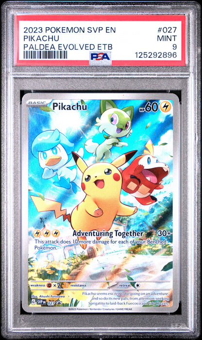 2023 Pokemon Svp En-Sv Black Star Promo 027 Pikachu Paldea Evolved Etb - PSA 9