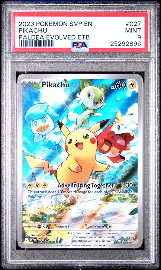 2023 Pokemon Svp En-Sv Black Star Promo 027 Pikachu Paldea Evolved Etb - PSA 9
