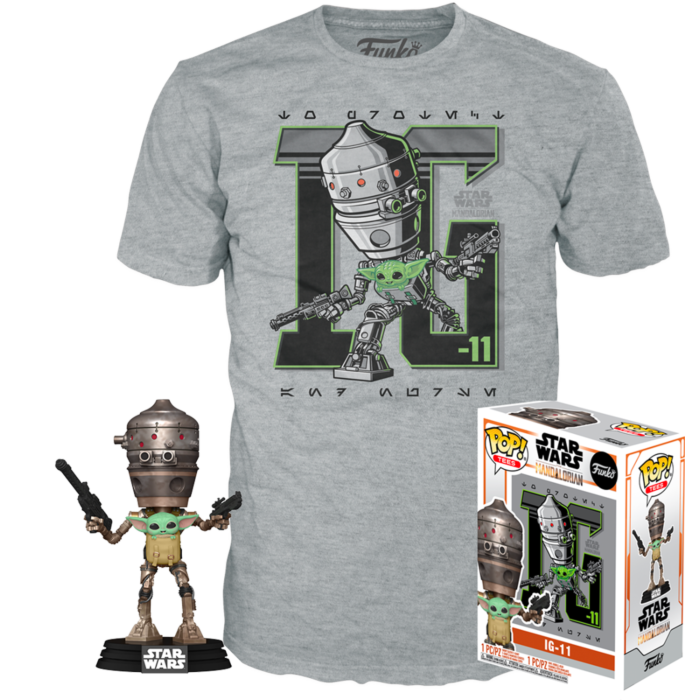 Star Wars: The Mandalorian - IG-11 with The Child (Baby Yoda) Pop! Vinyl Figure & T-Shirt Box Set