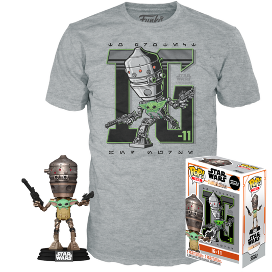 Star Wars: The Mandalorian - IG-11 with The Child (Baby Yoda) Pop! Vinyl Figure & T-Shirt Box Set