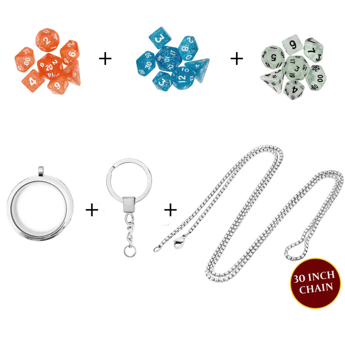 Mini Dice Locket/Hanger w Chain and Keychain
