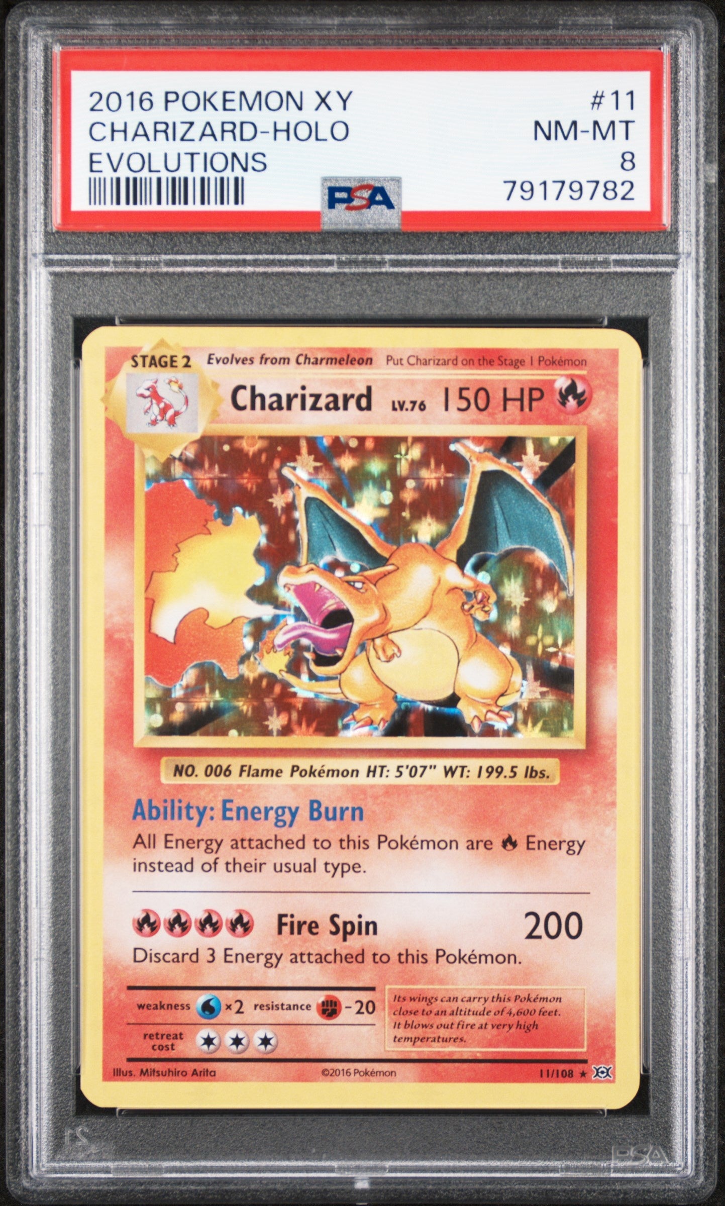 2016 Pokemon Xy Evolutions 11 Charizard-Holo Evolutions - PSA 8