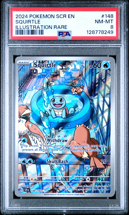2024 Pokemon Scr En-Stellar Crown 148 Squirtle Illustration Rare - PSA 8
