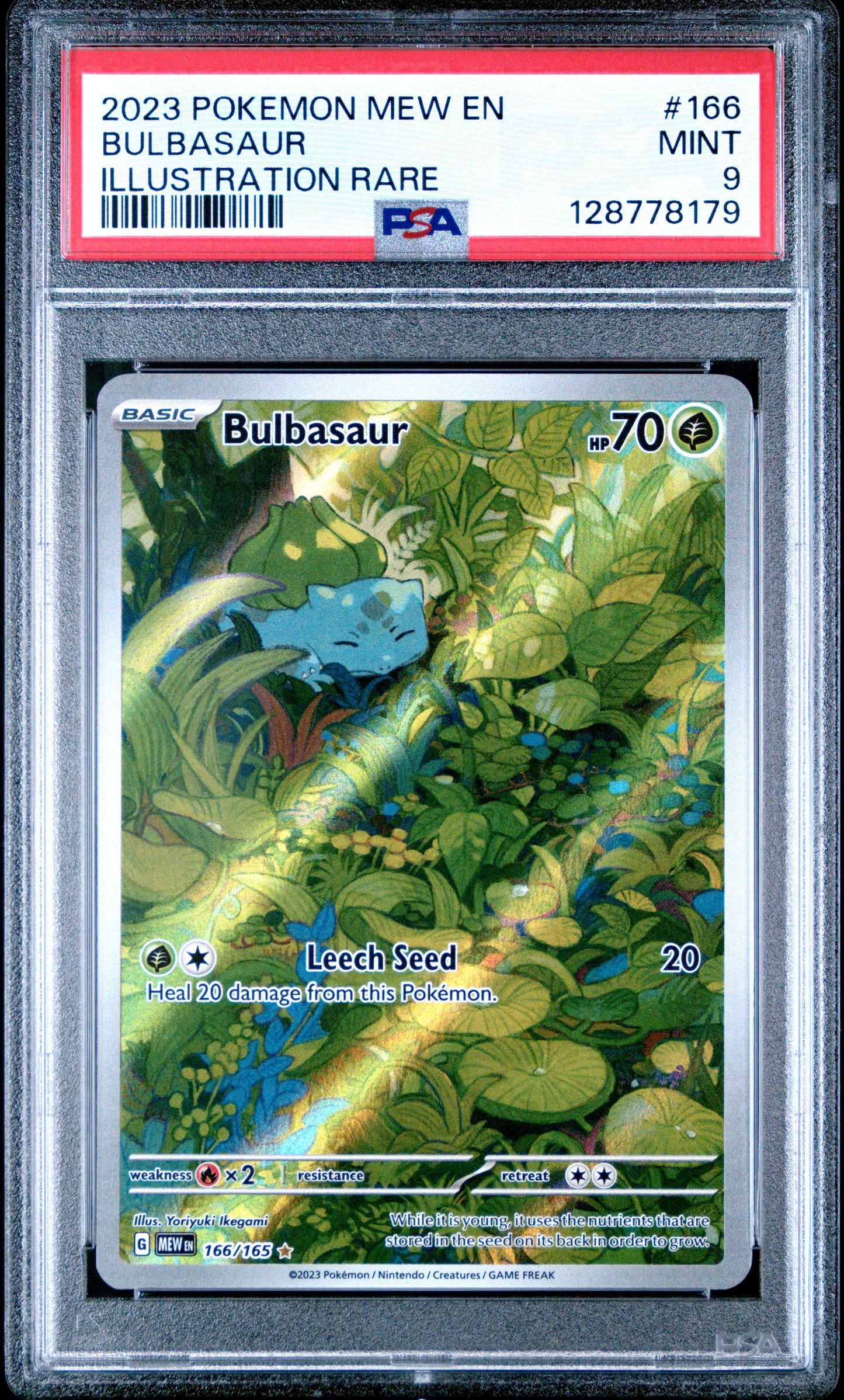 2023 Pokemon Mew En-151 166 Bulbasaur Illustration Rare - PSA 9
