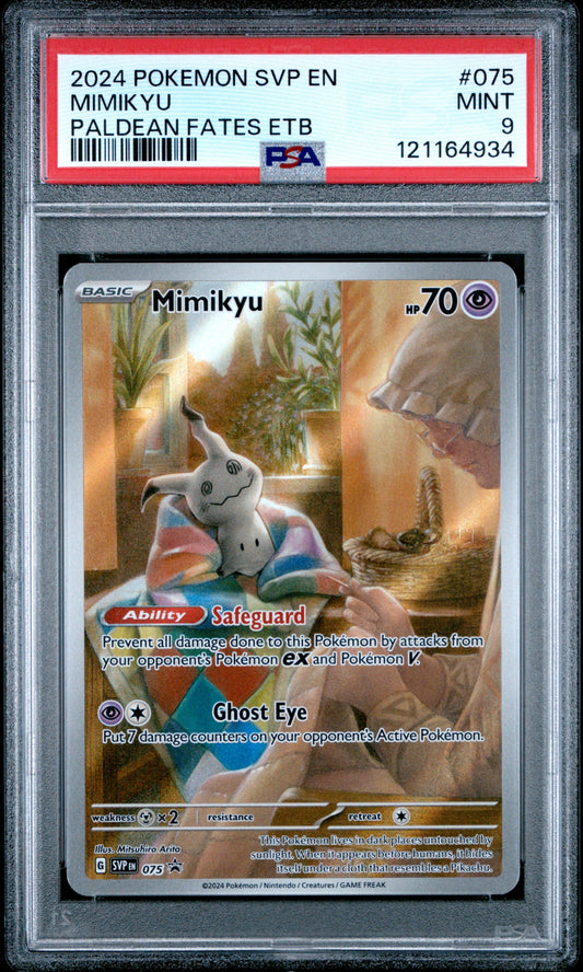 2024 Pokemon Svp En-Sv Black Star Promo 075 Mimikyu Paldean Fates Etb - PSA 9